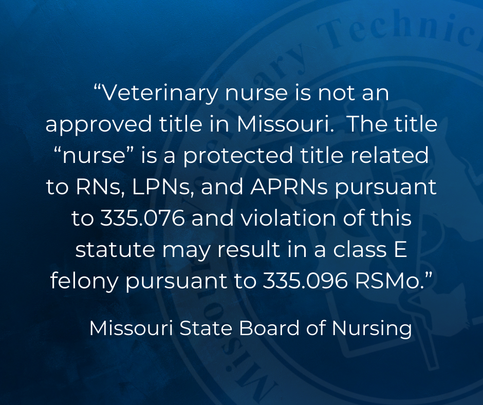 Referring to Self or Staff as “Veterinary Nurses” May Result in a Class E Felony